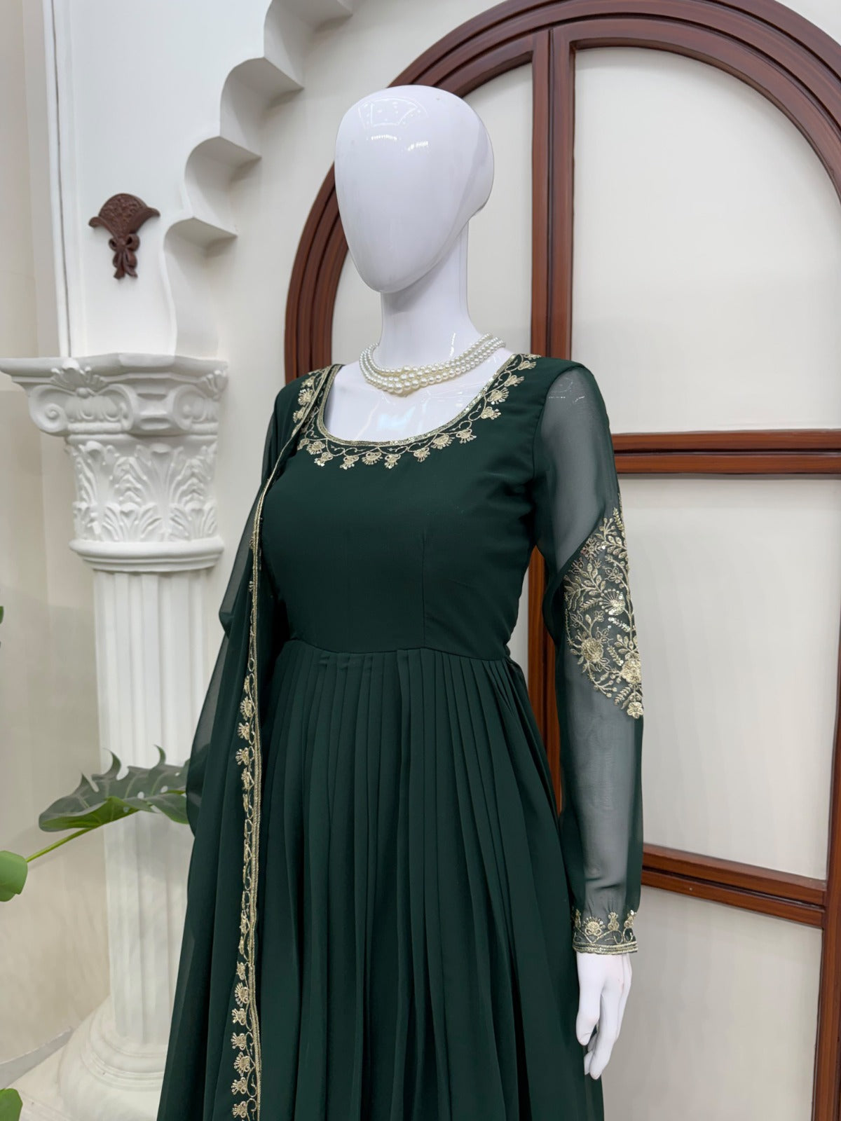 Designer Faux Georgette Thread & Sequence Work Anarkali Suit