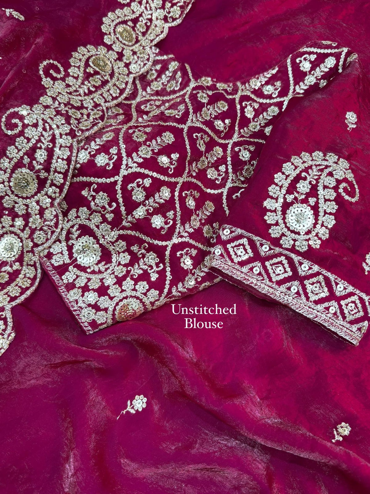 Beautiful Soft Rich Fandy Satin Silk Sequence Embroidery Work Saree