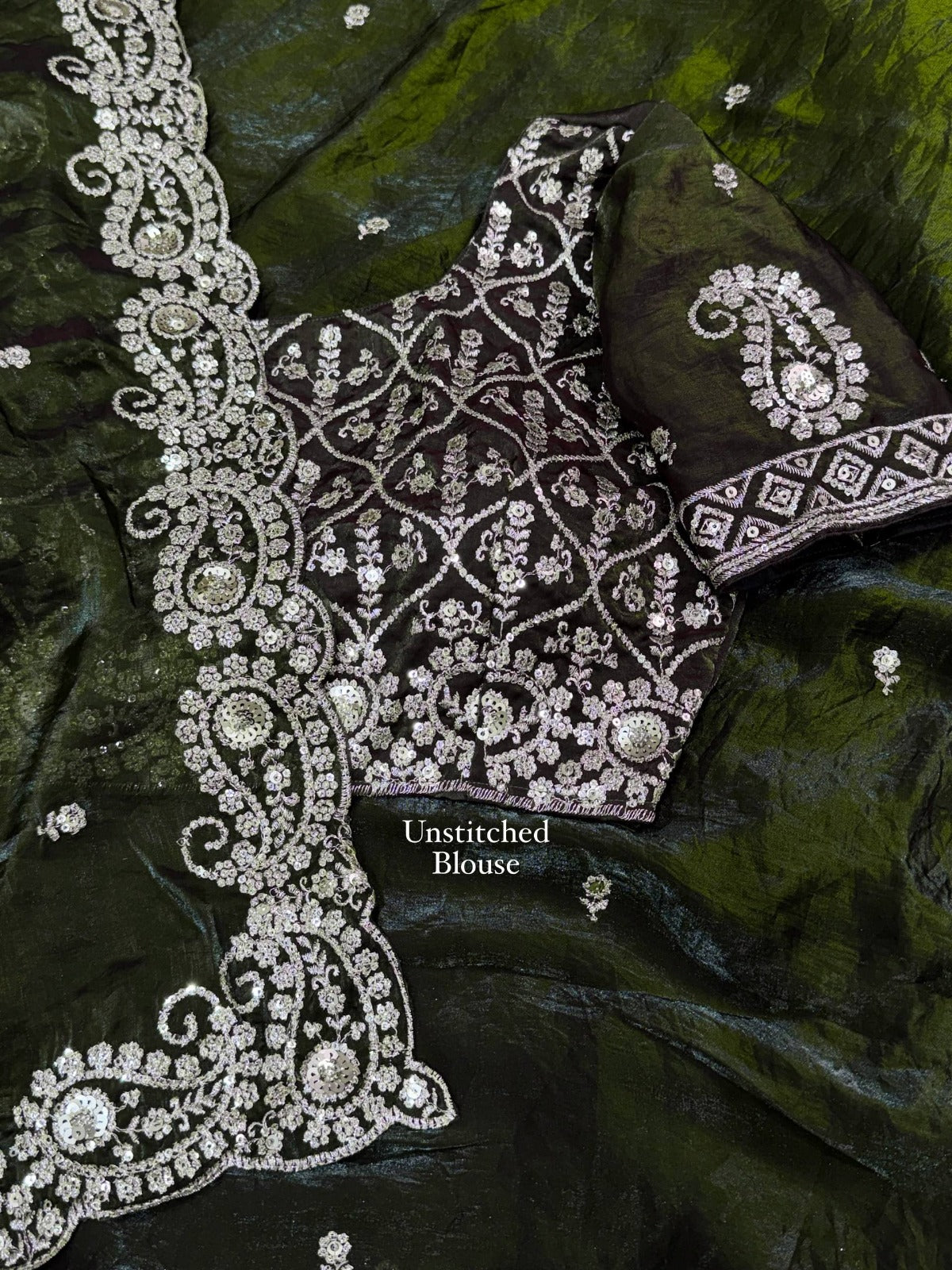 Beautiful Soft Rich Fandy Satin Silk Sequence Embroidery Work Saree