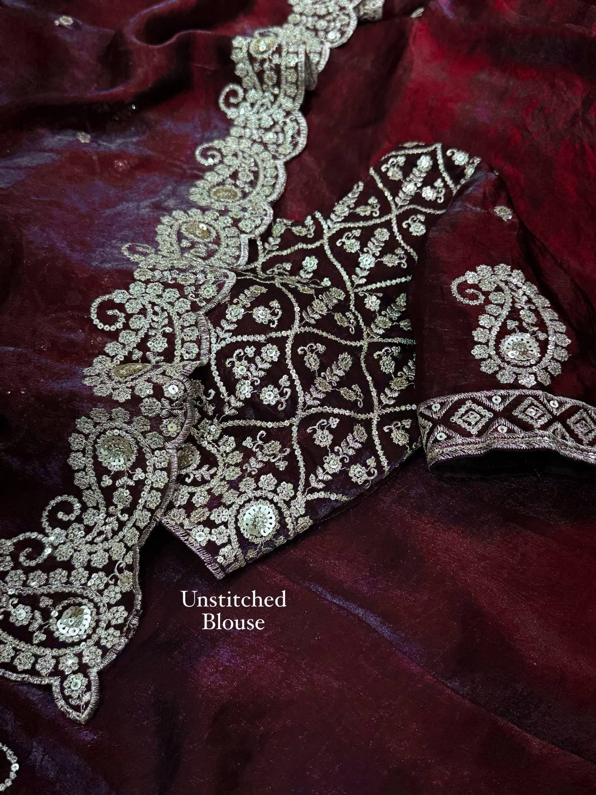 Beautiful Soft Rich Fandy Satin Silk Sequence Embroidery Work Saree