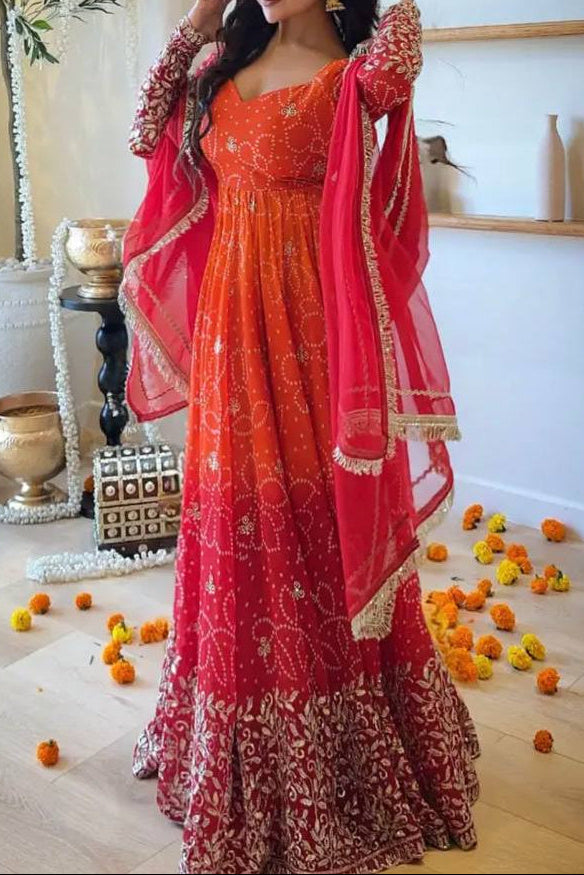 Premium Ethnic Wear Faux Georgette Embroidery & Sequence Work Anarkali Suit