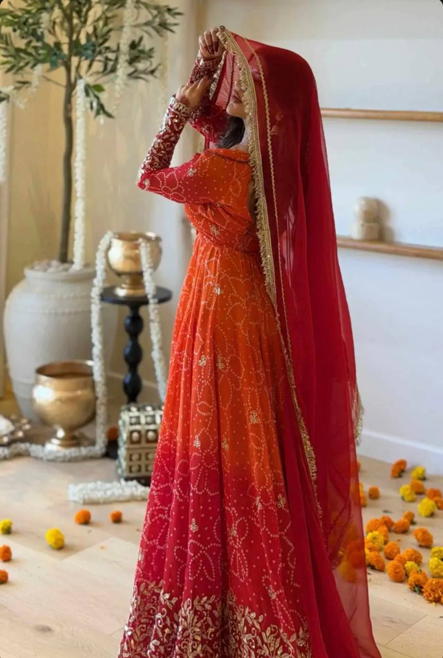 Premium Ethnic Wear Faux Georgette Embroidery & Sequence Work Anarkali Suit