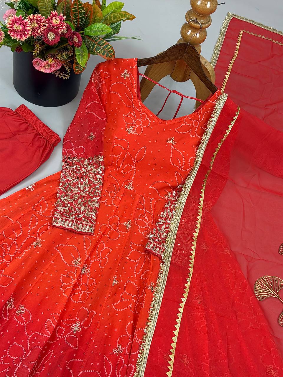 Premium Ethnic Wear Faux Georgette Embroidery & Sequence Work Anarkali Suit