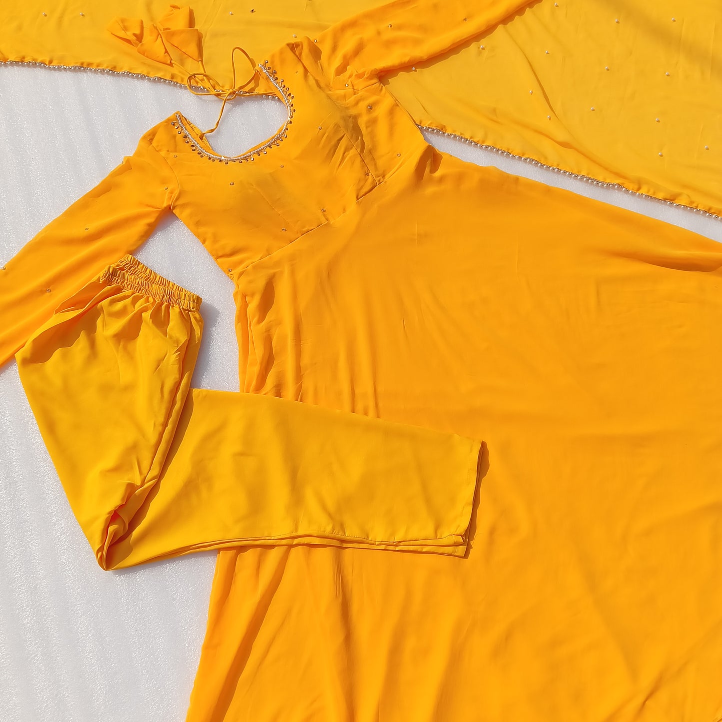 Launching New Designer Haldi Special Handwork Anarkali Pent & Dupatta