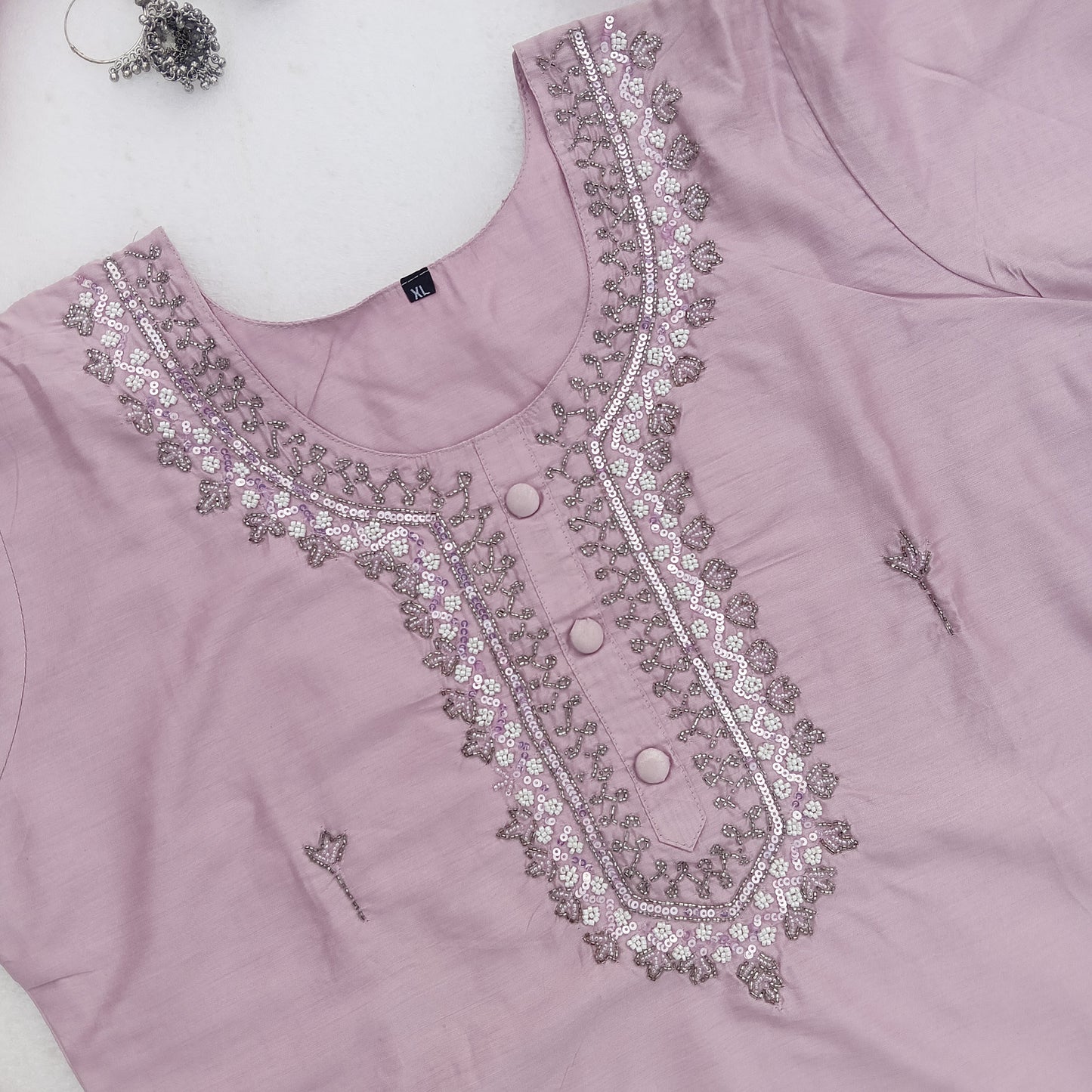 Handwork Dusty Rose Embroidered Kurta Set with Dupatta