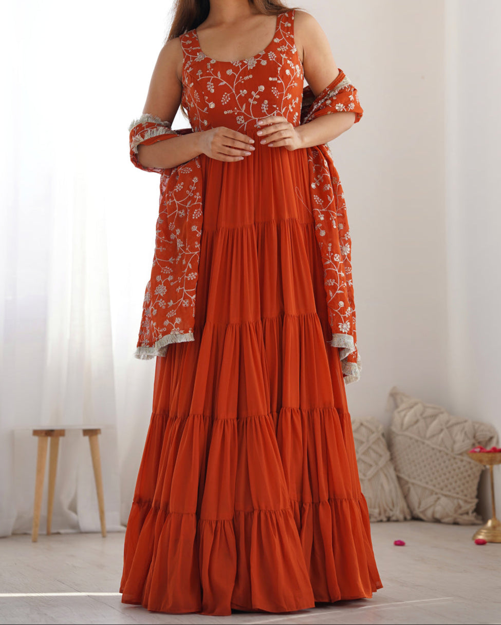 12 MTR Heavy Flair Designer Anarkali Suit With Heavy Work Dupatta