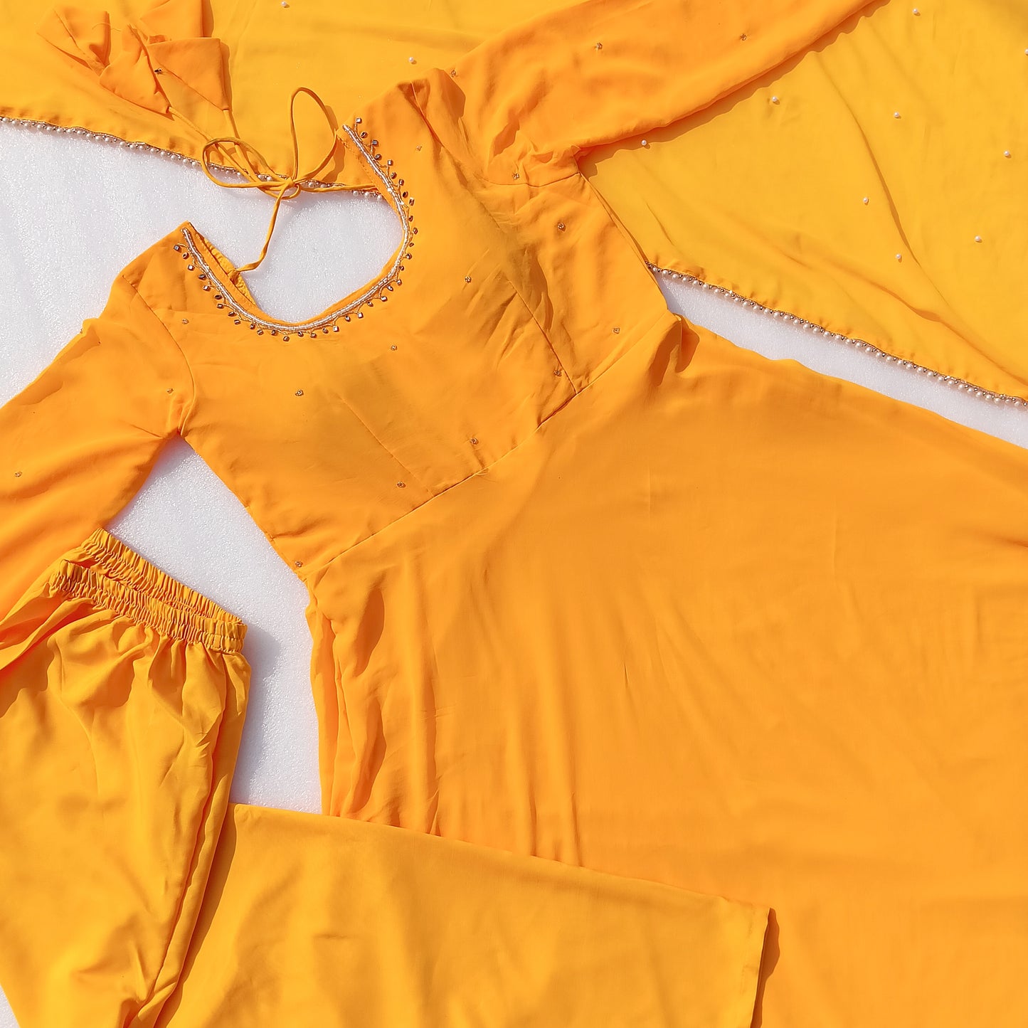 Launching New Designer Haldi Special Handwork Anarkali Pent & Dupatta