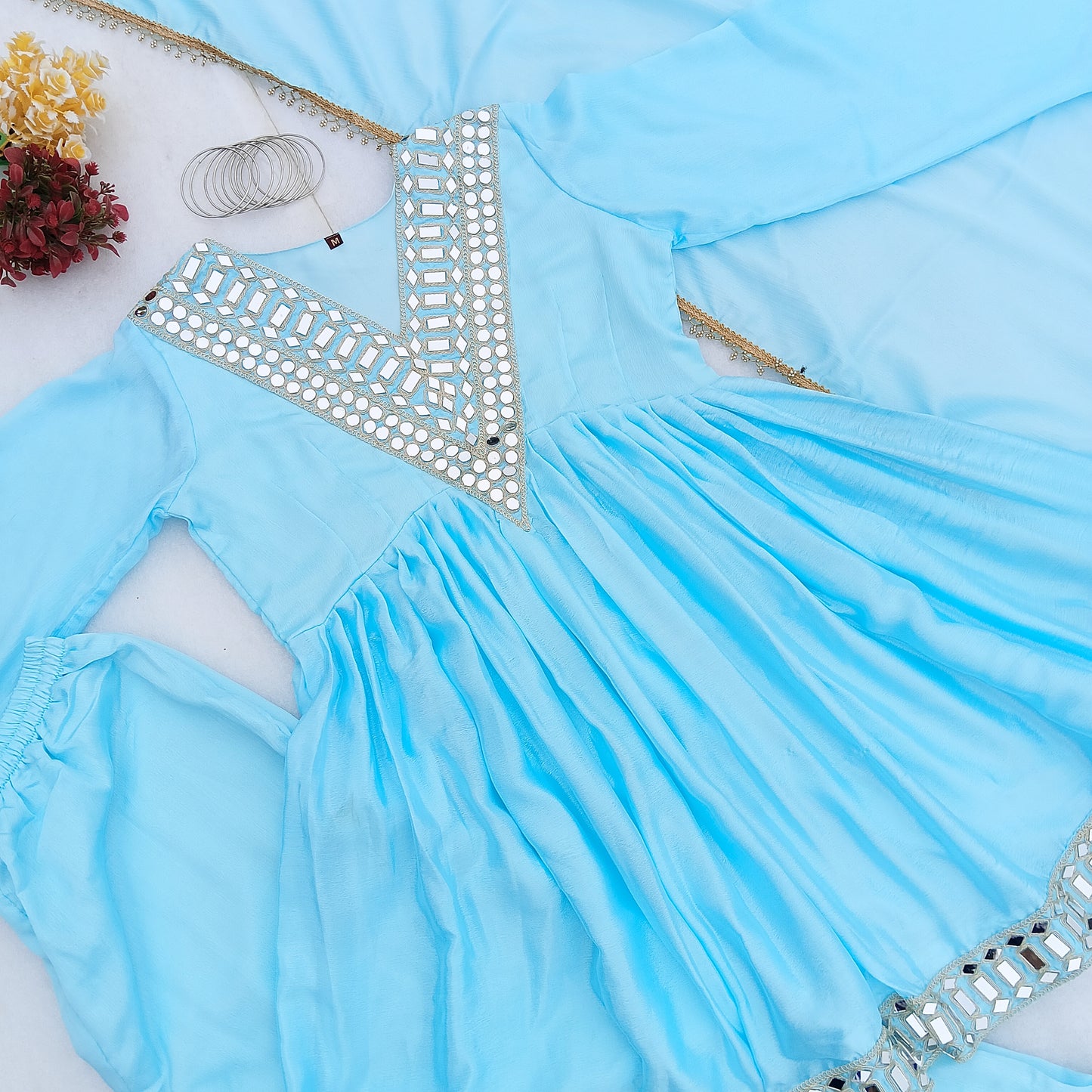 Viral Designer Real Mirror Work Party Wear Outfit