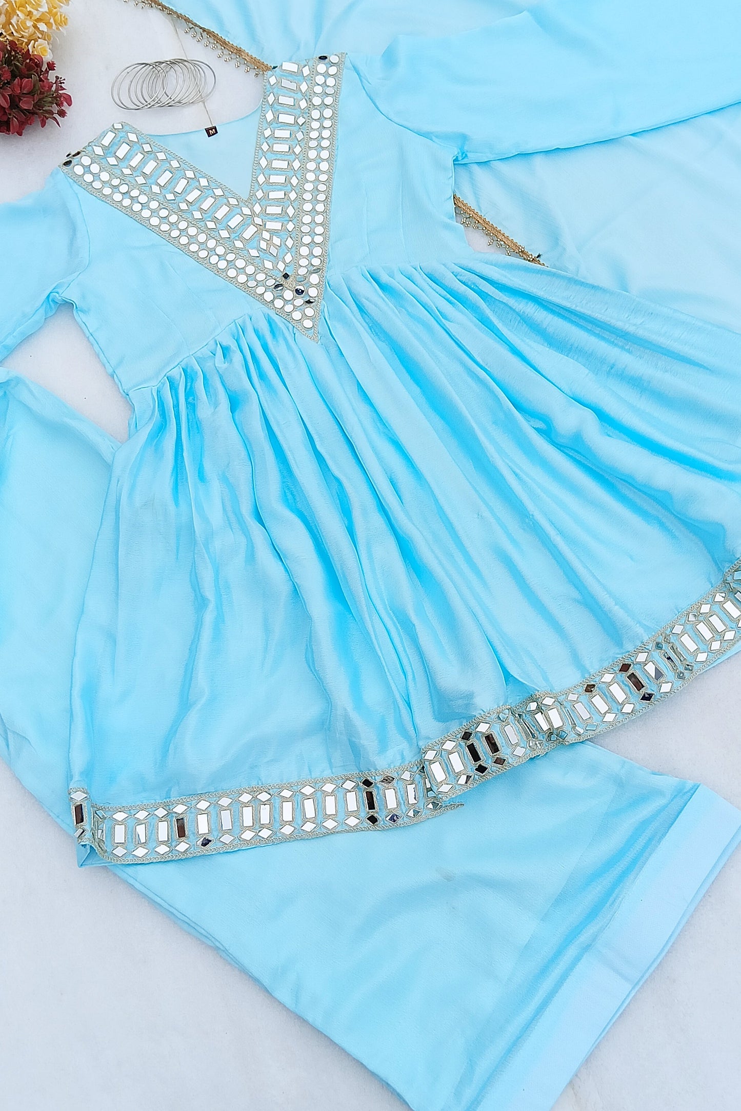 Viral Designer Real Mirror Work Party Wear Outfit