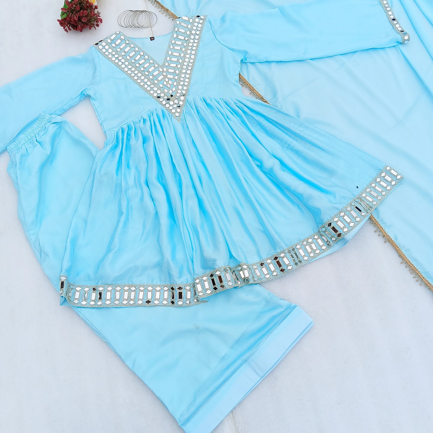 Viral Designer Real Mirror Work Party Wear Outfit