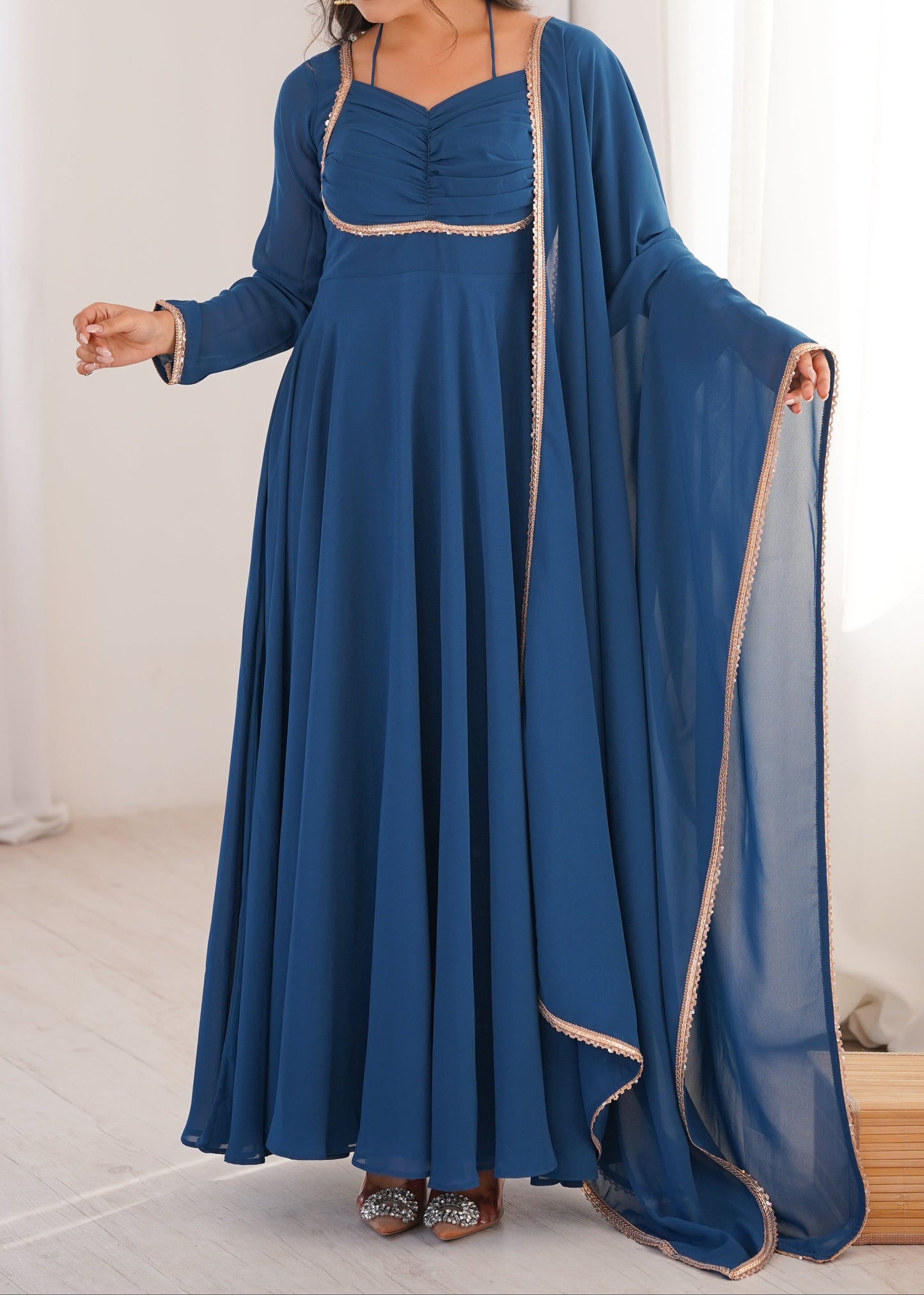 Presenting New Designer 7 Meter Huge Flare Anarkali Gown With Dupatta