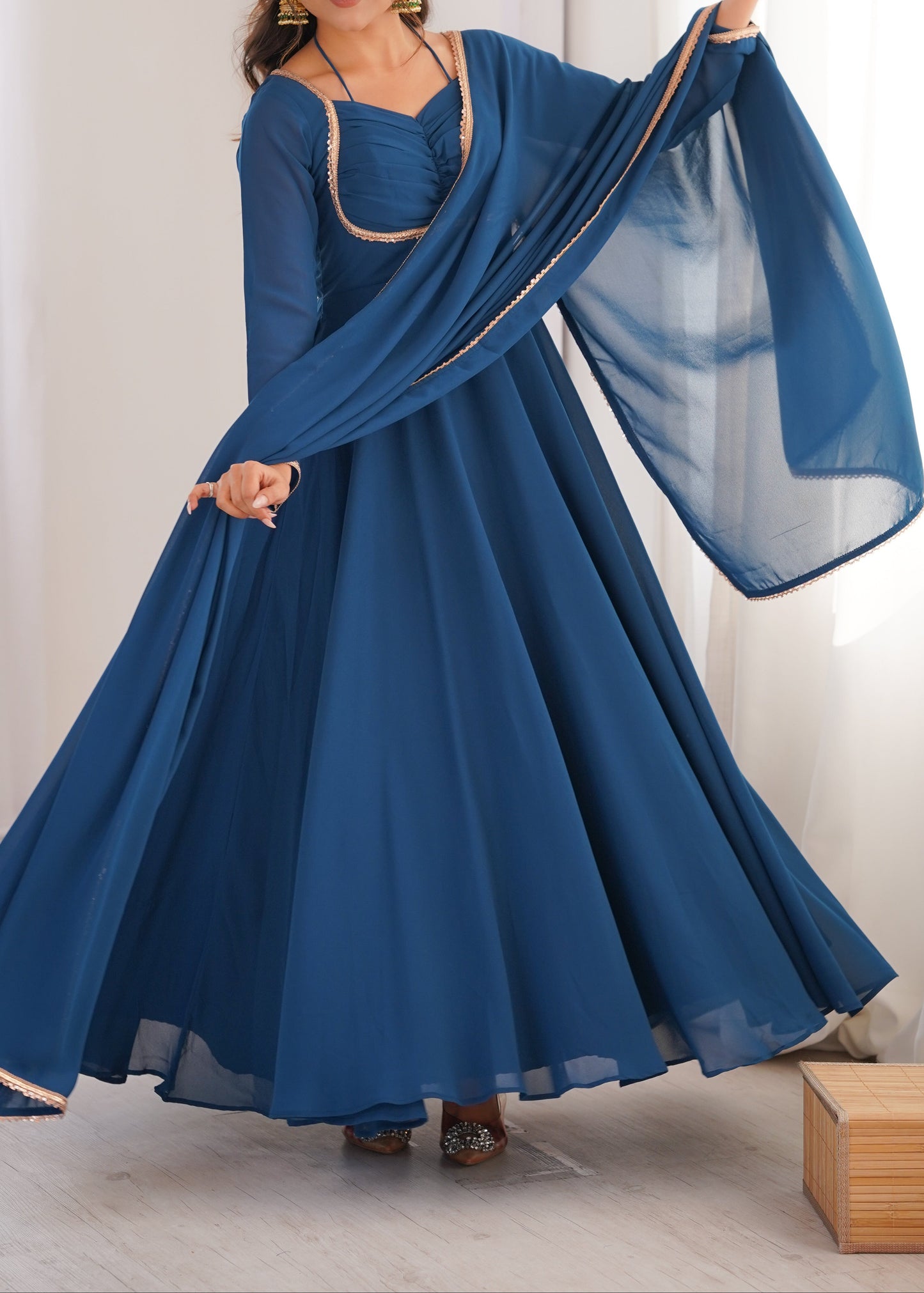 Presenting New Designer 7 Meter Huge Flare Anarkali Gown With Dupatta