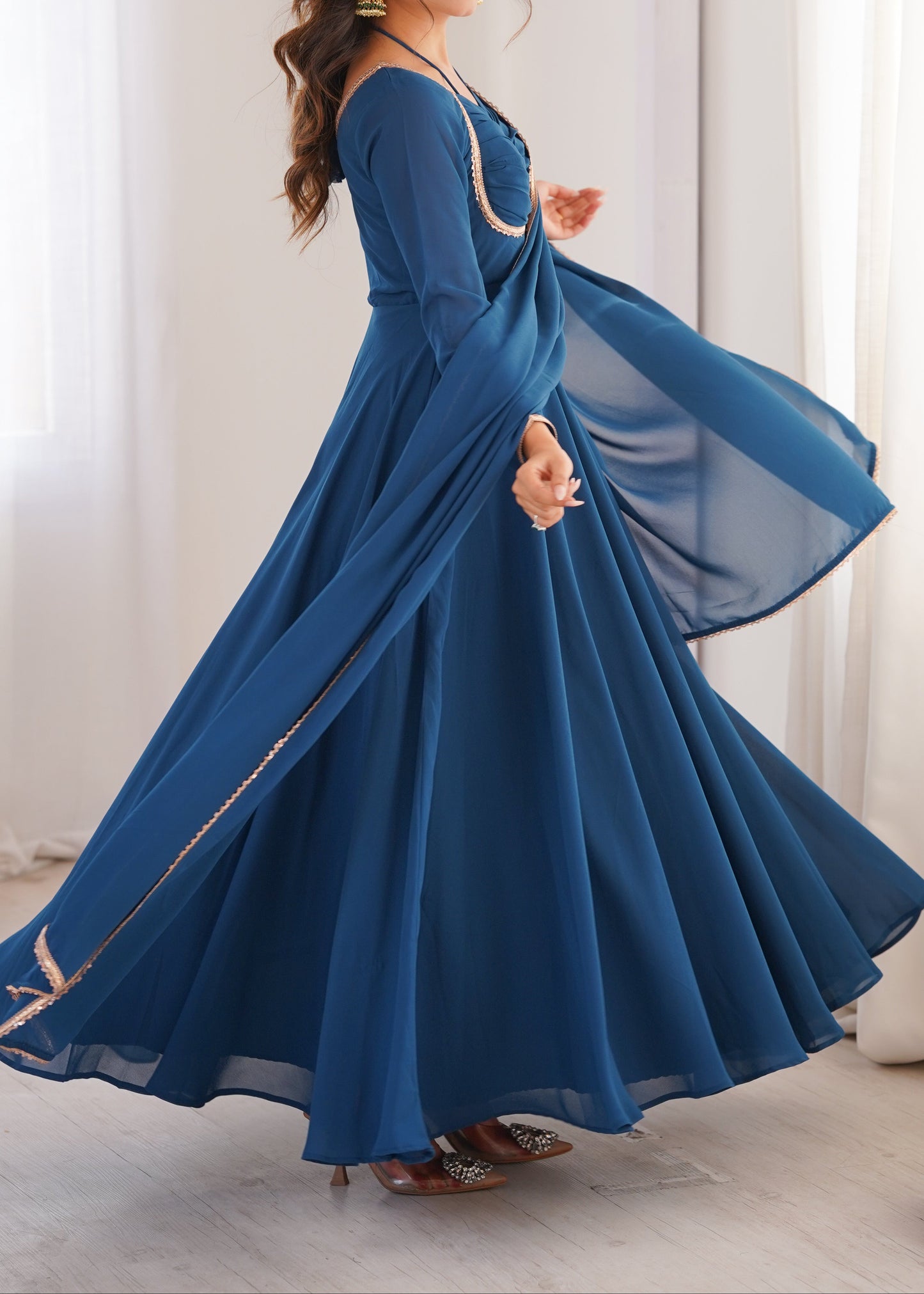 Presenting New Designer 7 Meter Huge Flare Anarkali Gown With Dupatta