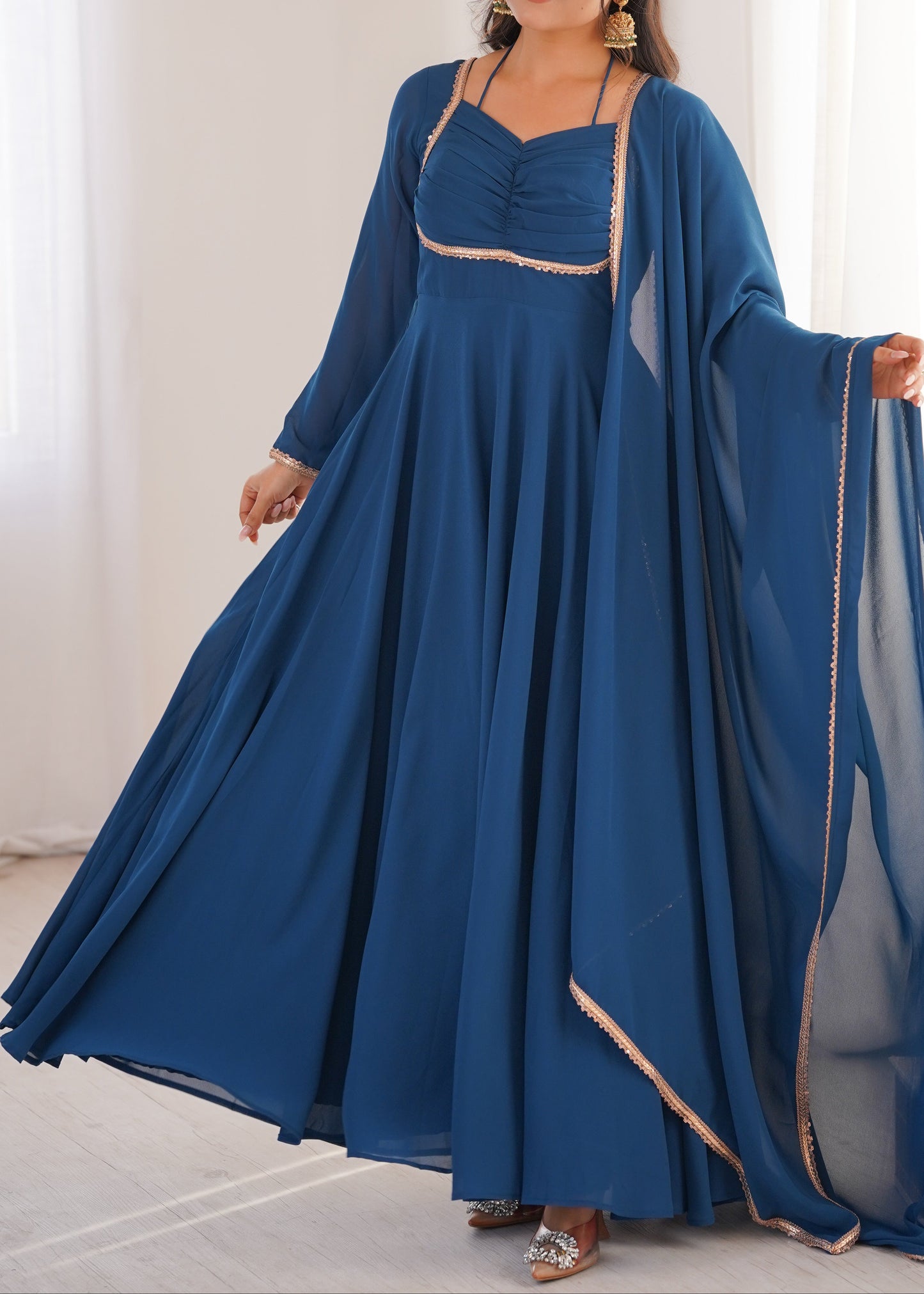 Presenting New Designer 7 Meter Huge Flare Anarkali Gown With Dupatta