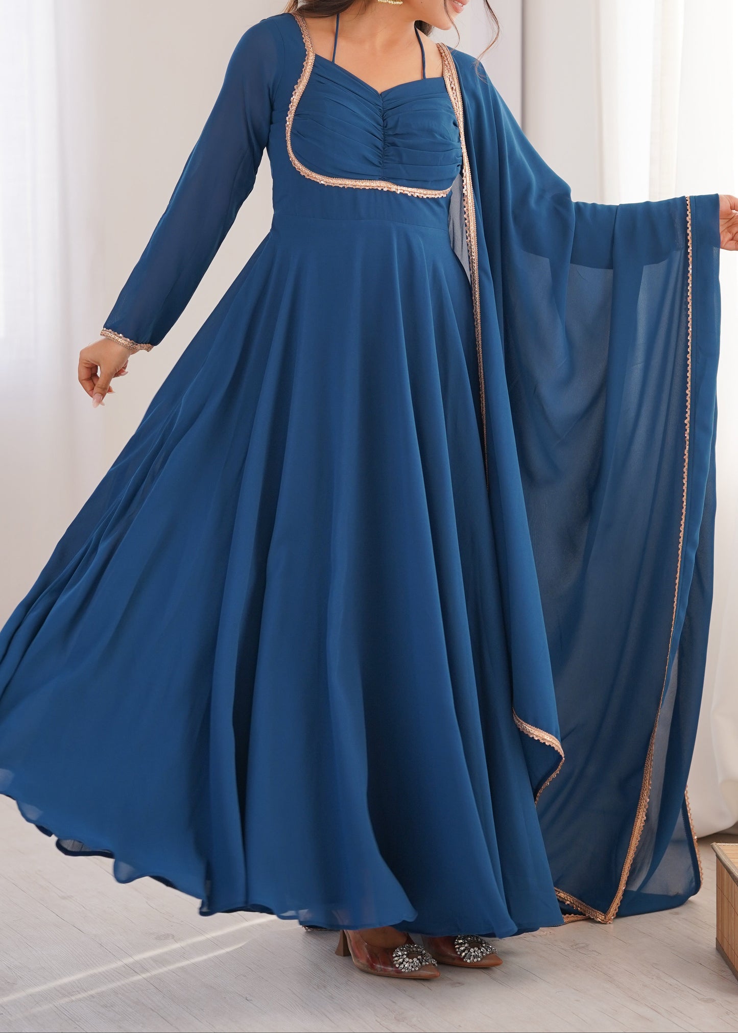 Presenting New Designer 7 Meter Huge Flare Anarkali Gown With Dupatta