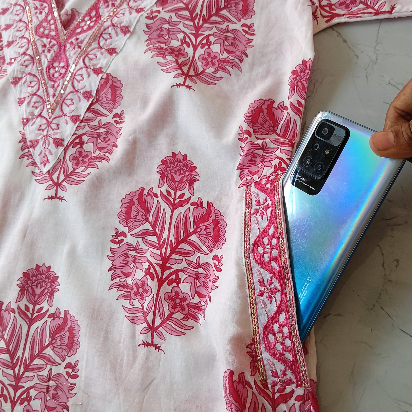 Cotton Suit Set with Afghani Salwar and Wide Dupatta