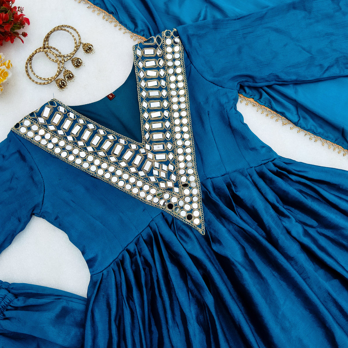 Viral Designer Real Mirror Work Party Wear Outfit