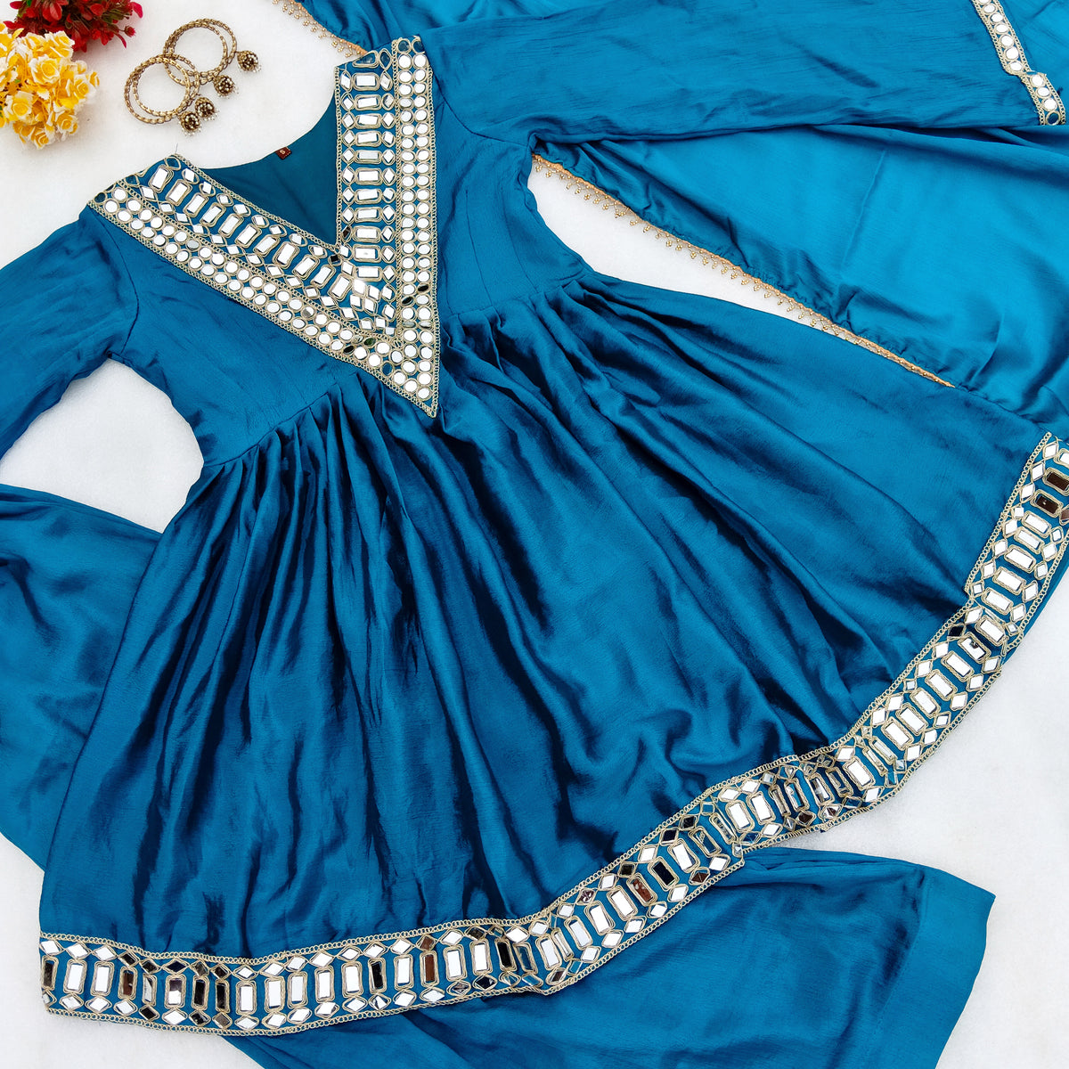 Viral Designer Real Mirror Work Party Wear Outfit