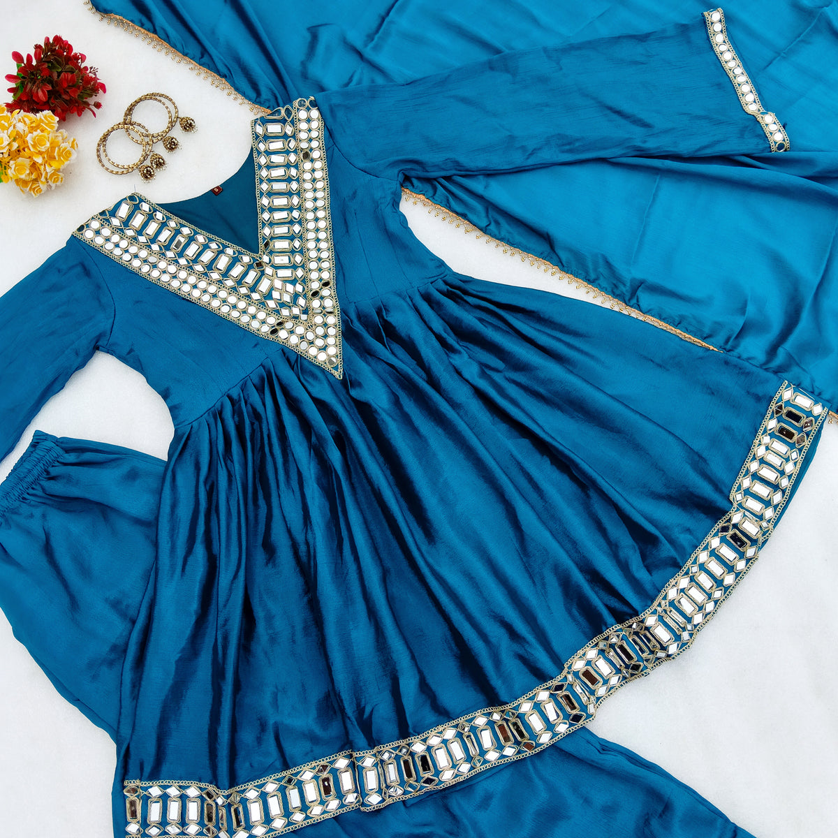 Viral Designer Real Mirror Work Party Wear Outfit