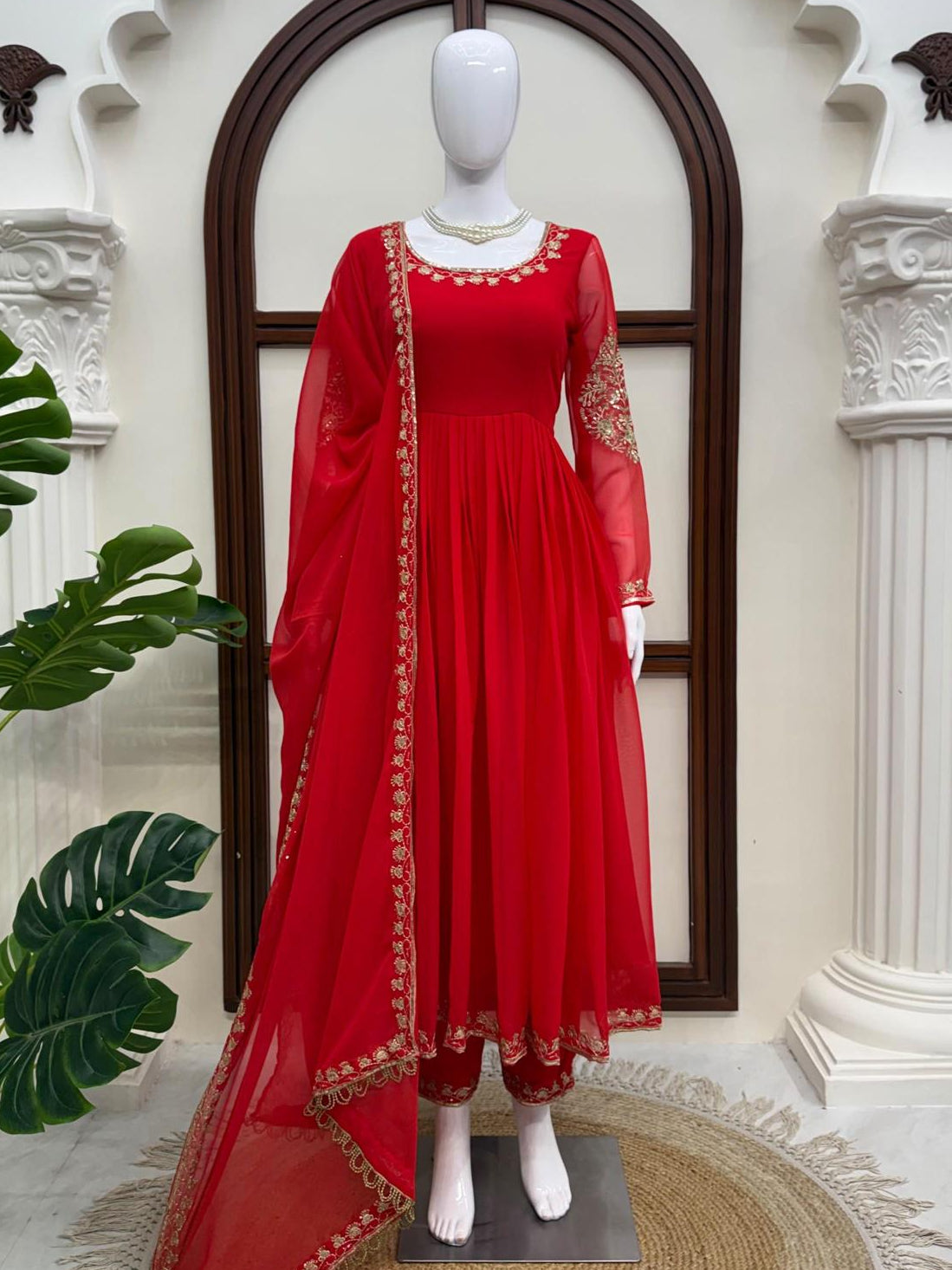 Designer Faux Georgette Thread & Sequence Work Anarkali Suit
