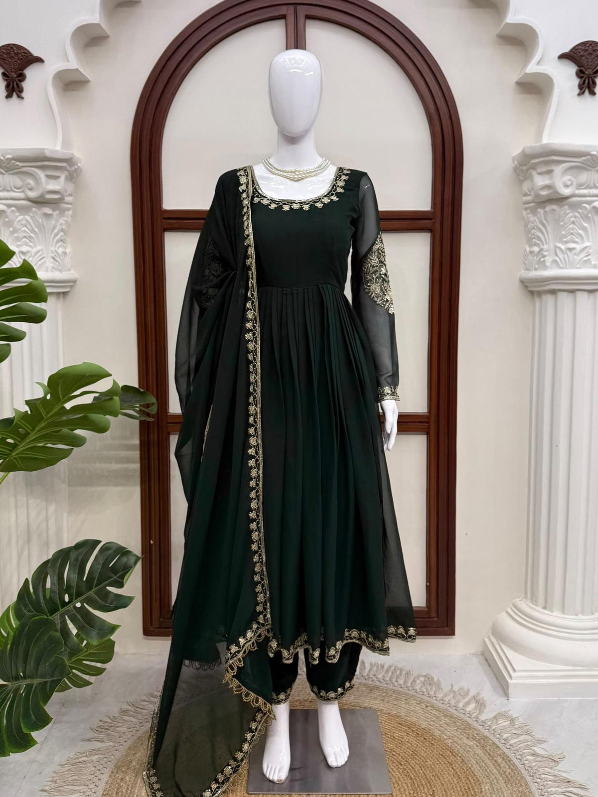 Designer Faux Georgette Thread & Sequence Work Anarkali Suit