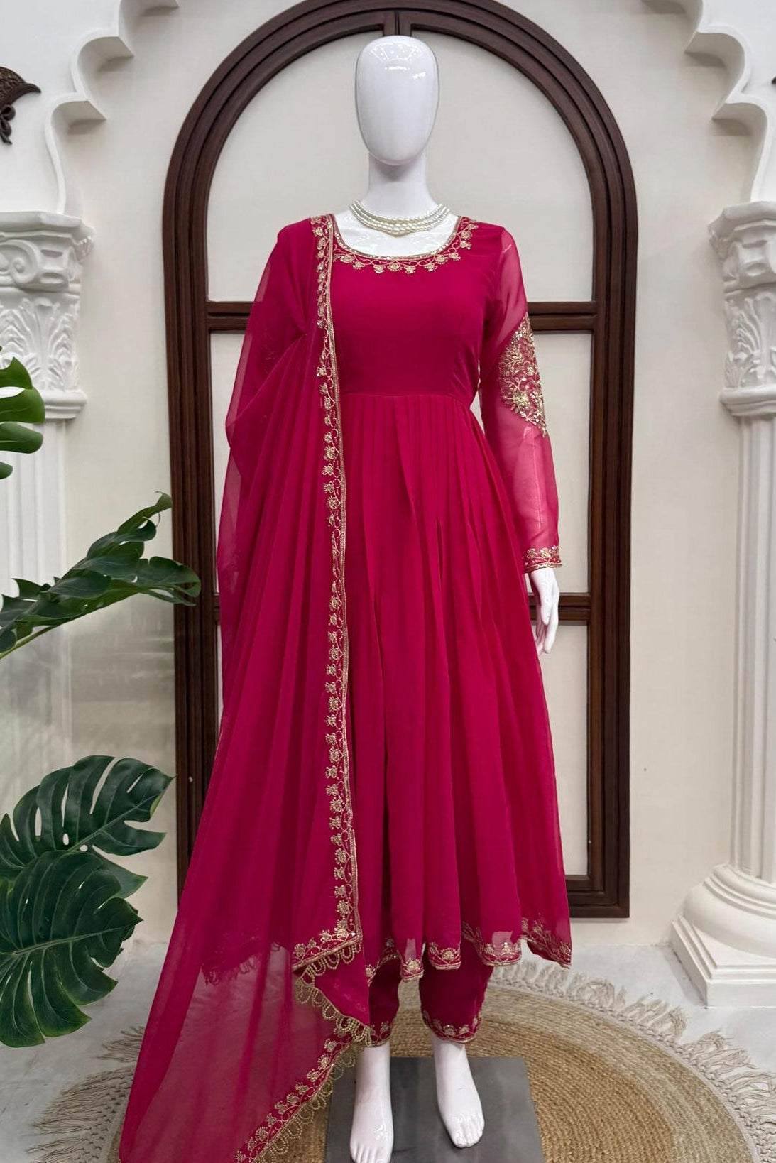 Designer Faux Georgette Thread & Sequence Work Anarkali Suit