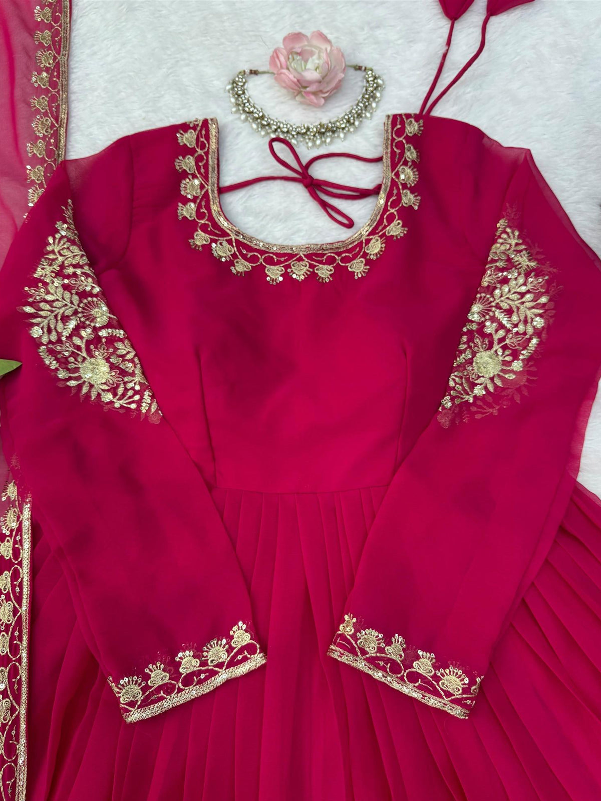Designer Faux Georgette Thread & Sequence Work Anarkali Suit