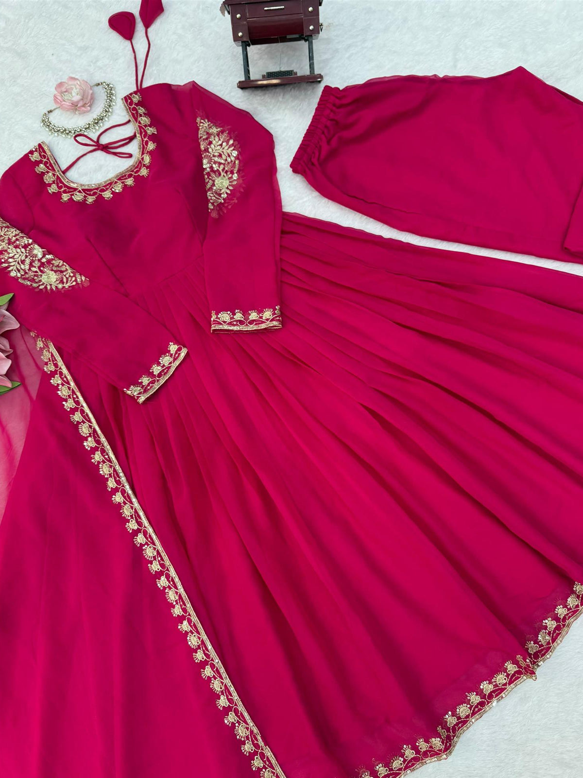 Designer Faux Georgette Thread & Sequence Work Anarkali Suit