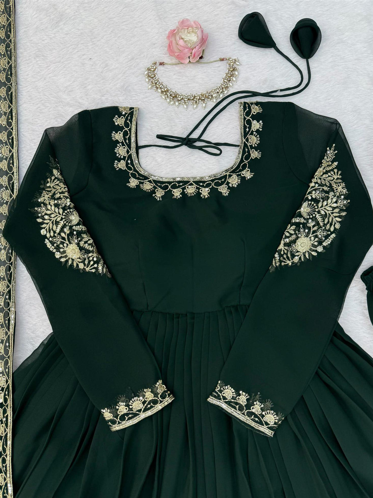 Designer Faux Georgette Thread & Sequence Work Anarkali Suit