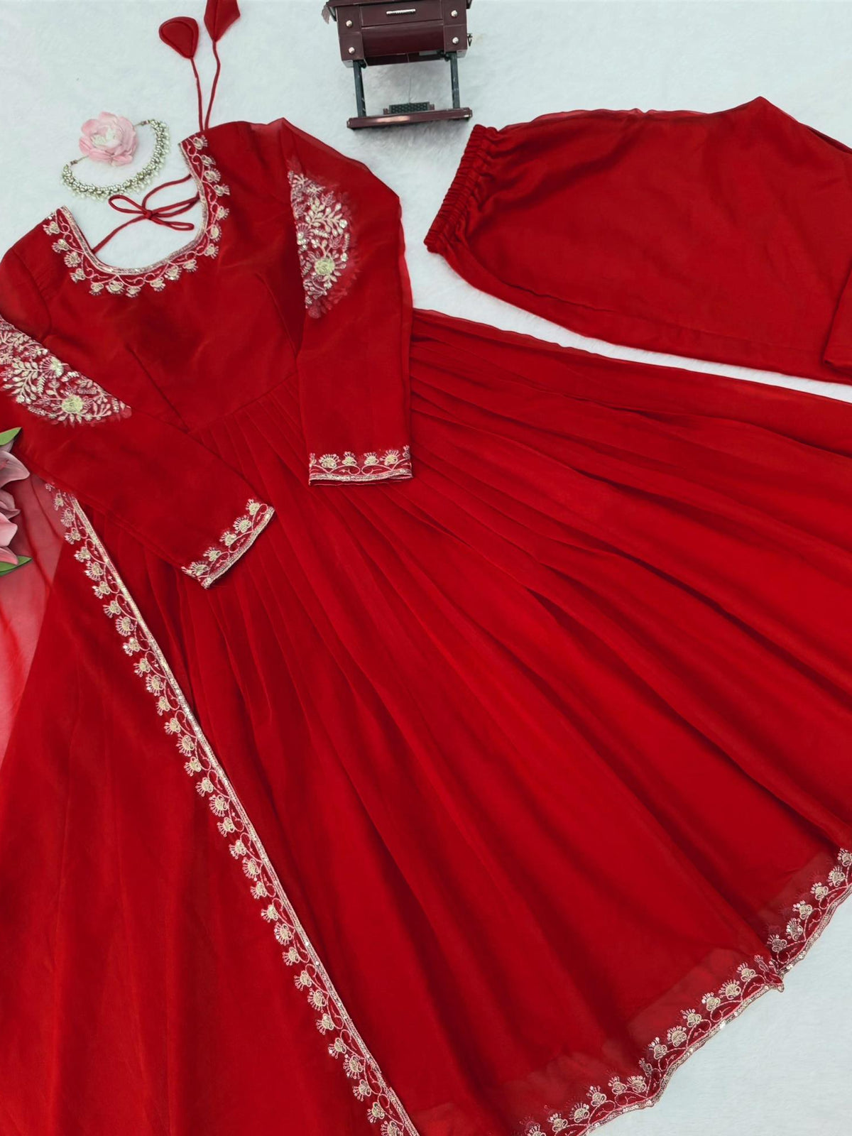 Designer Faux Georgette Thread & Sequence Work Anarkali Suit