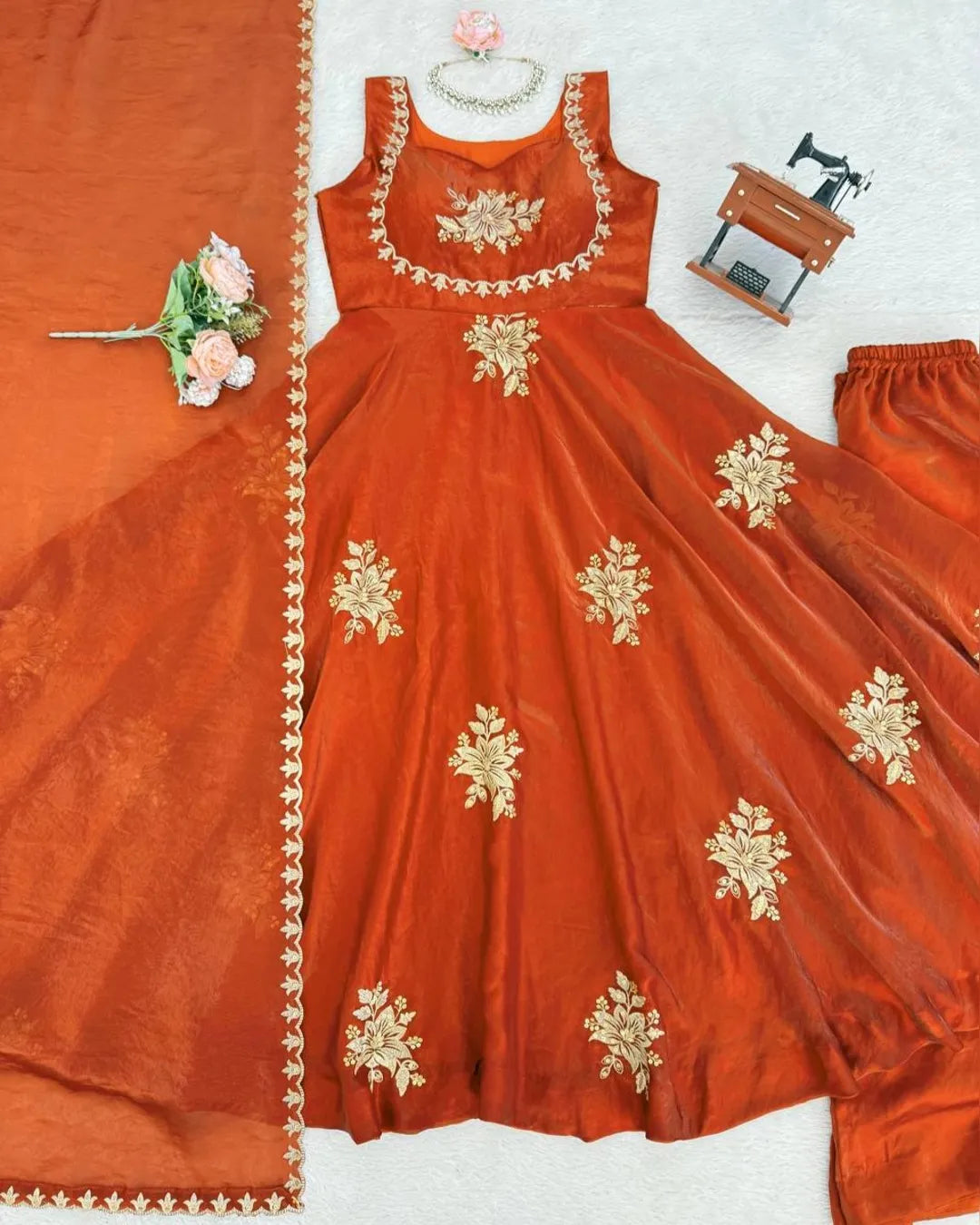 Wedding Wear Fendy Silk Thread With Sequnce Work Top Plazzo With Dupatta
