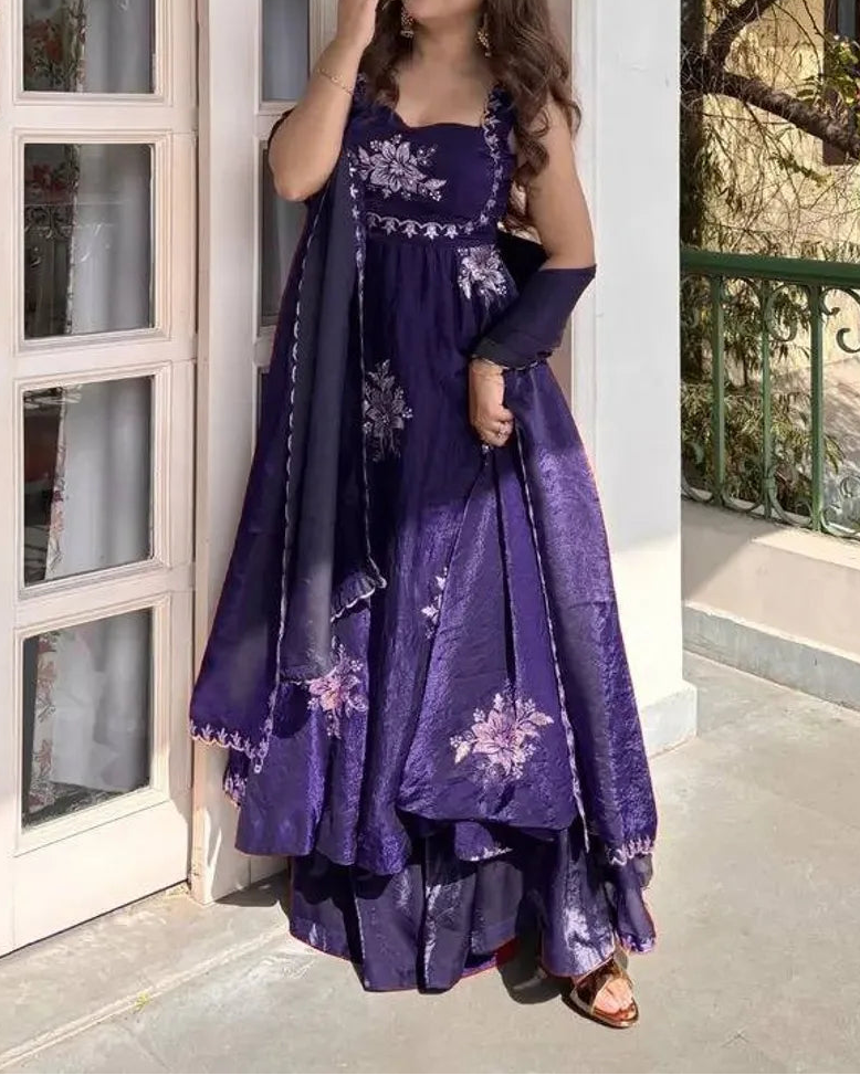 Wedding Wear Fendy Silk Thread With Sequnce Work Top Plazzo With Dupatta