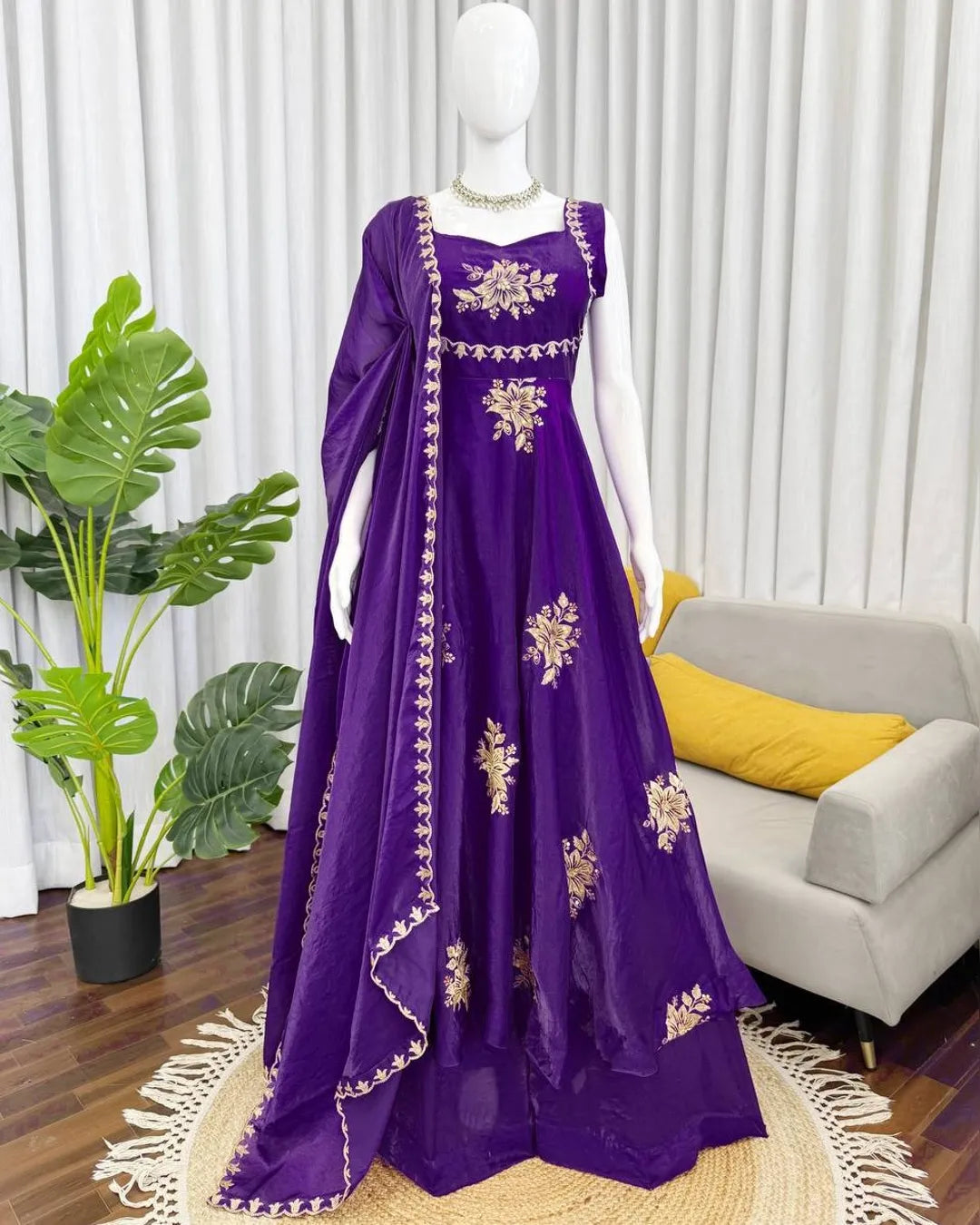 Wedding Wear Fendy Silk Thread With Sequnce Work Top Plazzo With Dupatta