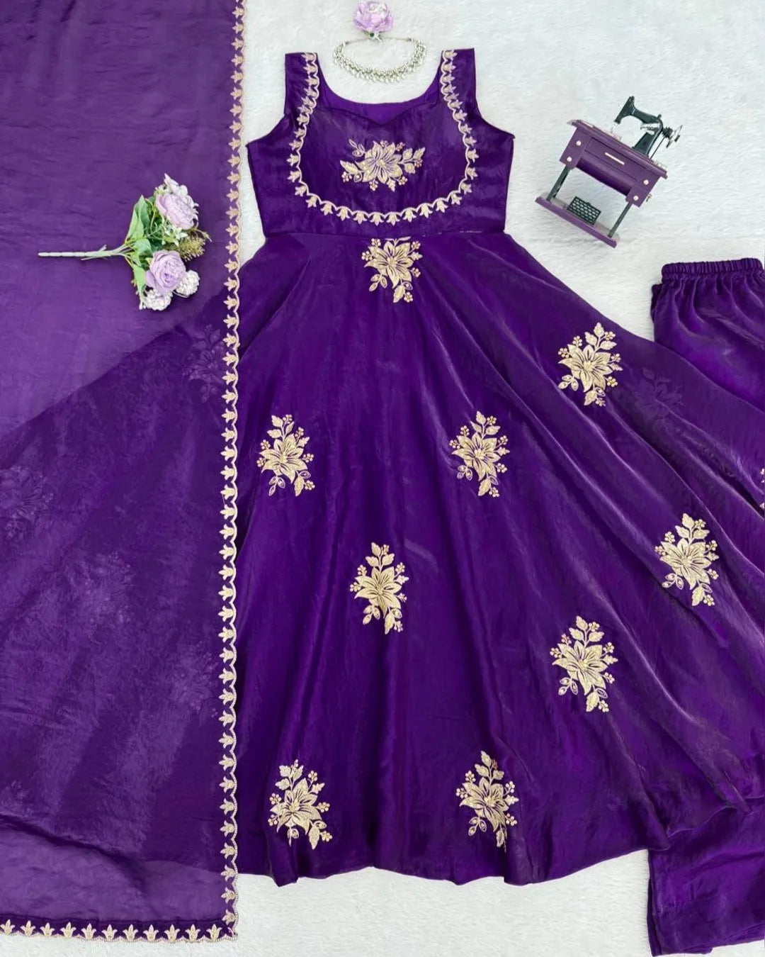 Wedding Wear Fendy Silk Thread With Sequnce Work Top Plazzo With Dupatta