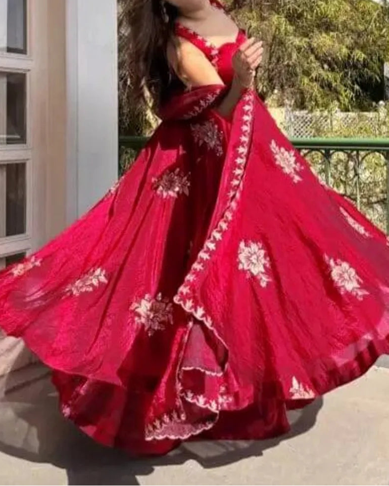 Wedding Wear Fendy Silk Thread With Sequnce Work Top Plazzo With Dupatta