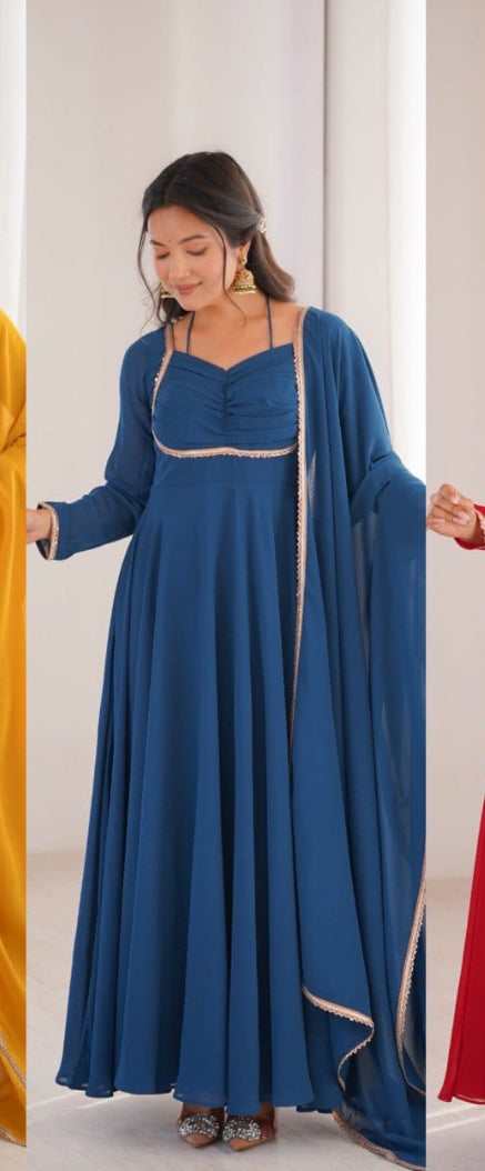 Presenting New Designer 7 Meter Huge Flare Anarkali Gown With Dupatta