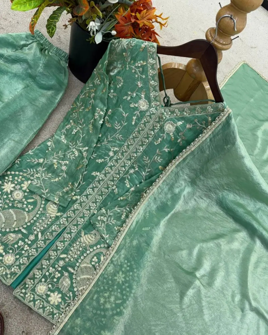 New Party Wear Look Pure Heavy Fendy Silk Top Sharara & Dupatta Set