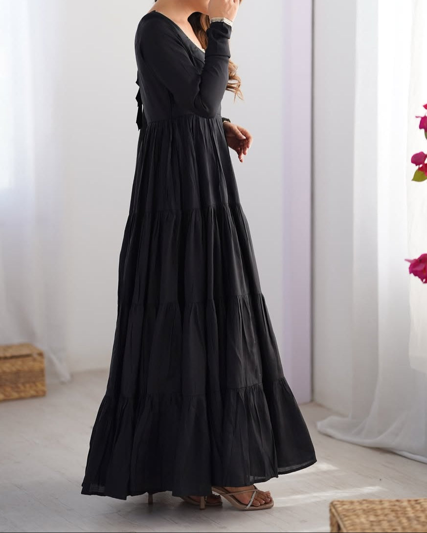 Pure Roman  Silk Chanderi Fabric Heavy Flair Anarkali Dress