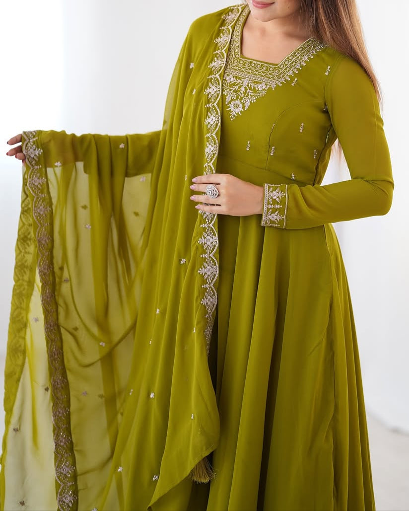 Beautiful Fancy Embroidery beads & Jari Work Anarkali Suit Set