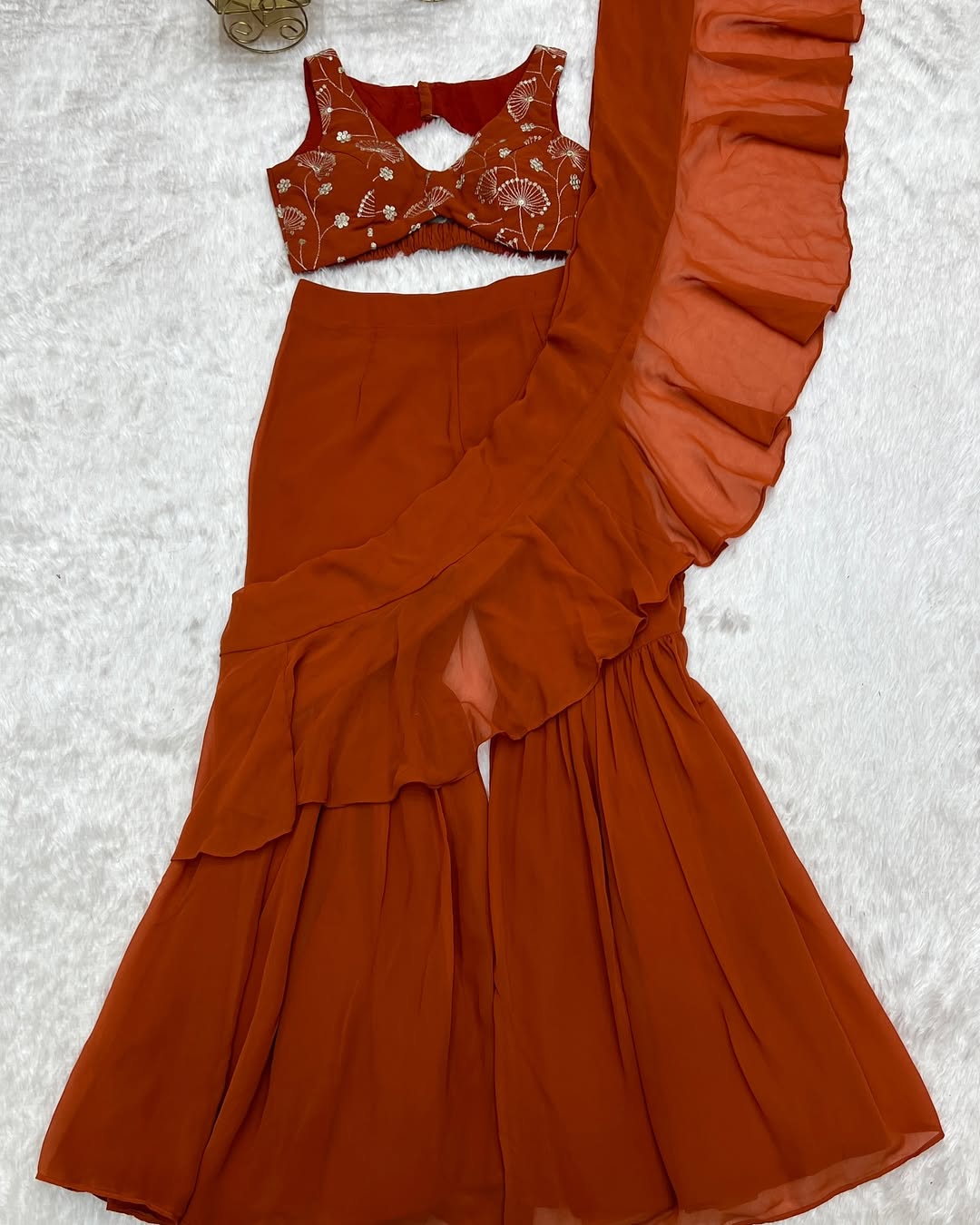 Ready to Wear Sharara Saree With Stitched Blouse