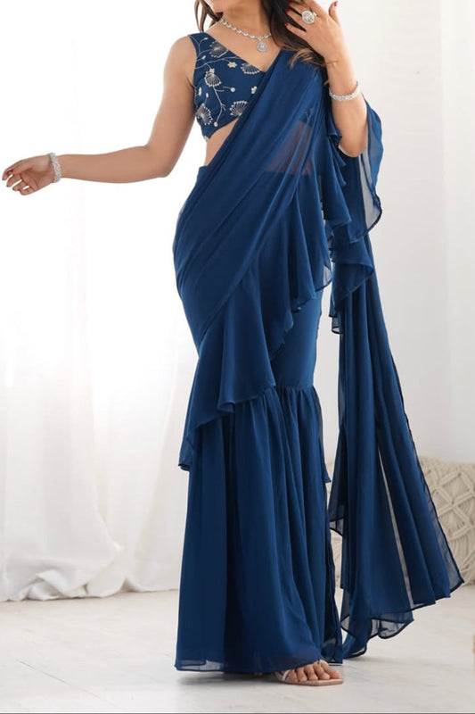 Ready to Wear Sharara Saree With Stitched Blouse