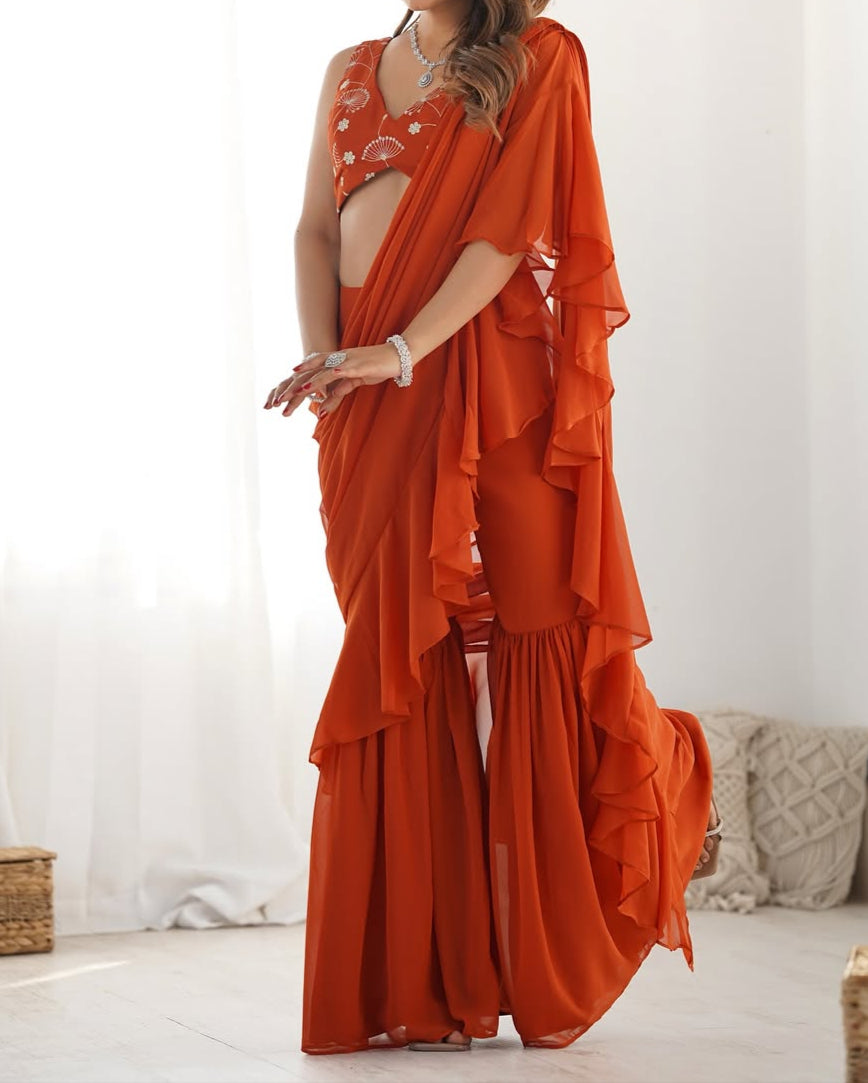 Ready to Wear Sharara Saree With Stitched Blouse