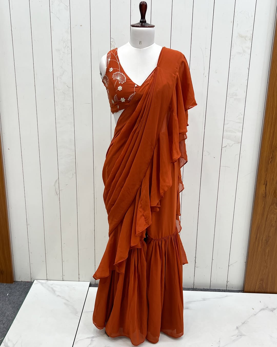 Ready to Wear Sharara Saree With Stitched Blouse