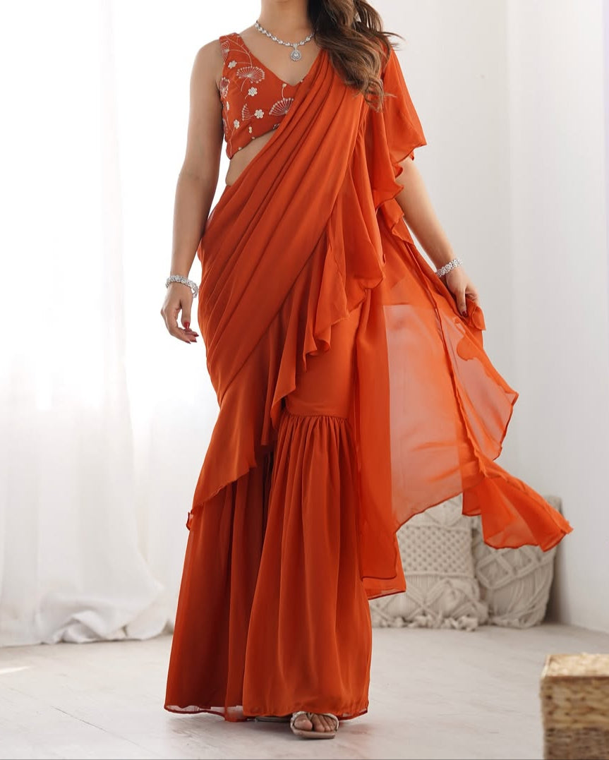 Ready to Wear Sharara Saree With Stitched Blouse