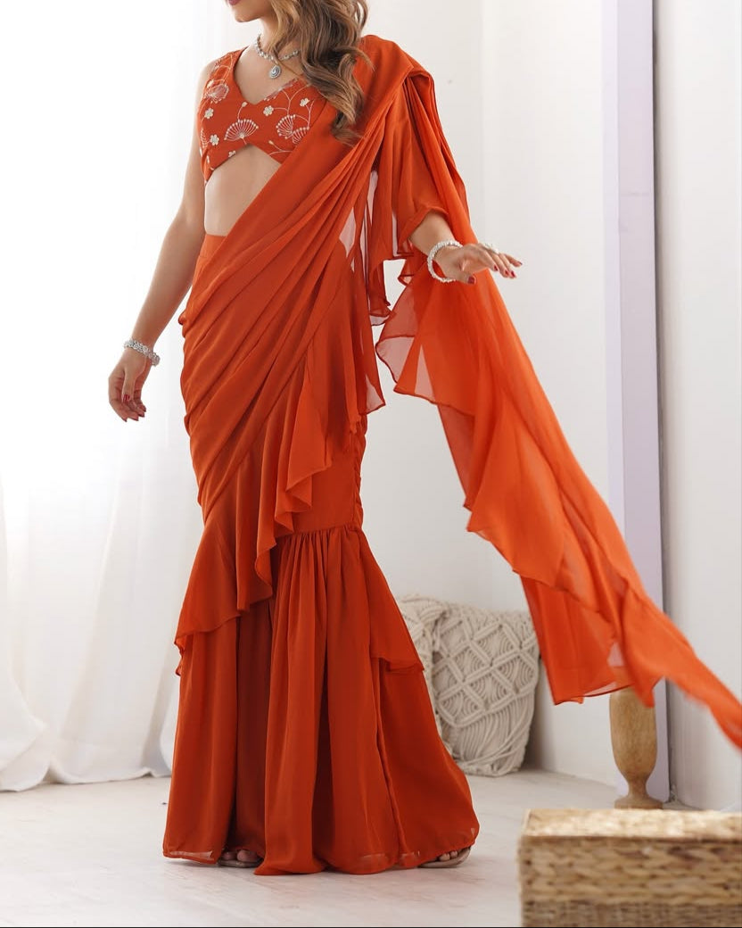 Ready to Wear Sharara Saree With Stitched Blouse