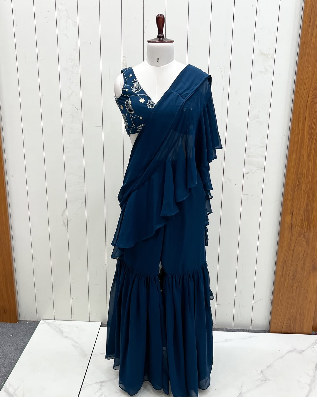 Ready to Wear Sharara Saree With Stitched Blouse