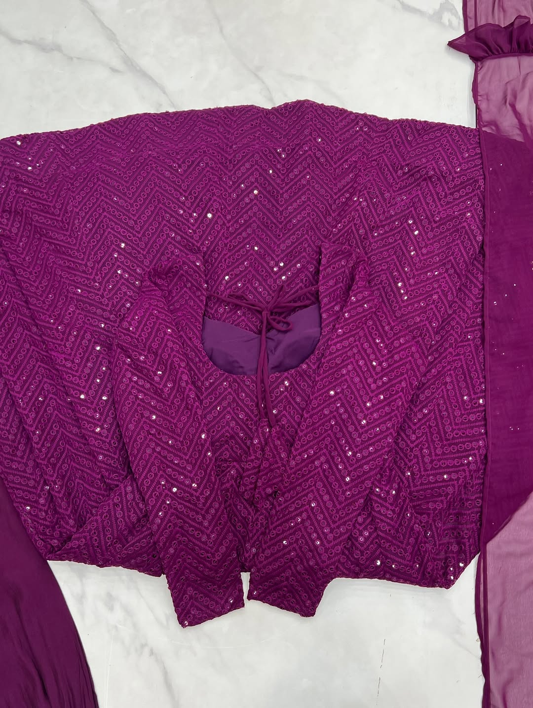 Wedding Special Luchnowi Sequence Work Anarkali Suit Set