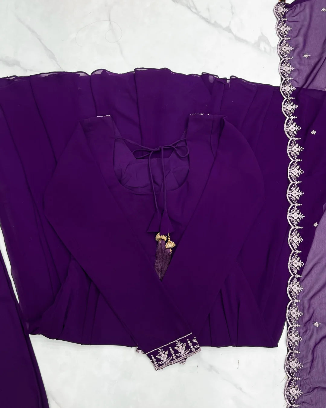 Beautiful Fancy Embroidery beads & Jari Work Anarkali Suit Set