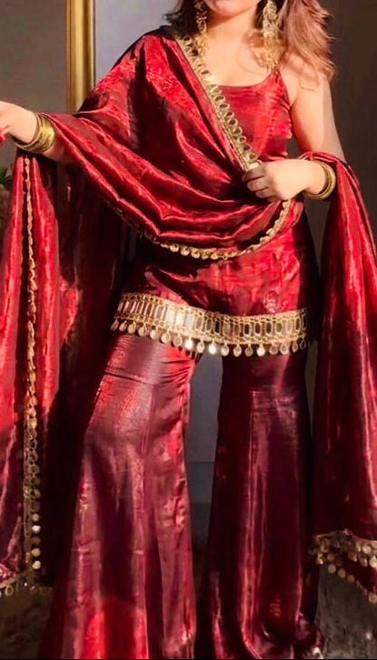 Indo Western Real Mirror Work Designer Sharara Set