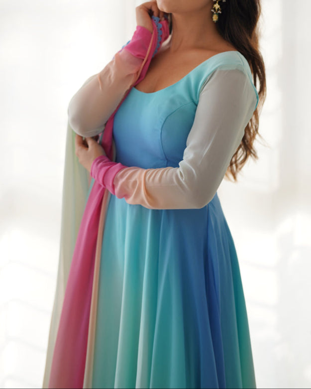 Most Trendy Padding Fabric Fully Flair Anarkali Set